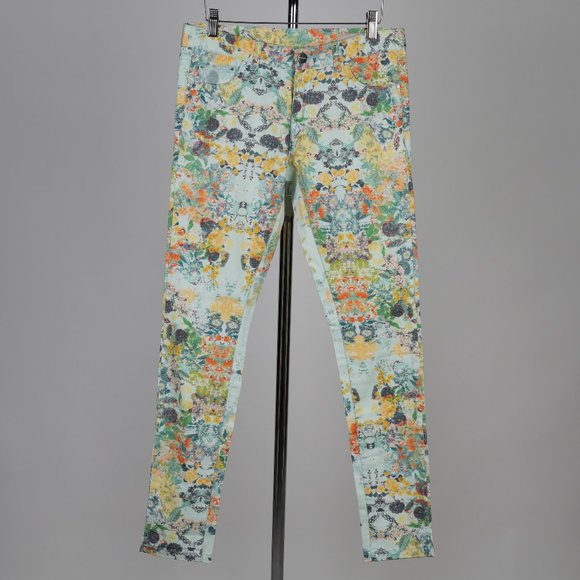 Silvian Heach Floral Print Split-Hem Skinny Pants Size IT 40/ US 26 - Picture 1 of 9